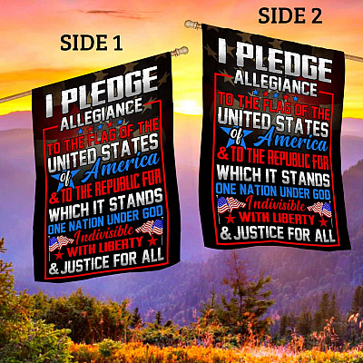 Alternative view of I Pledge Allegiance To The Flag Of The United States Of America Outdoor House Flag - US Patriotic Home Garden Flag
