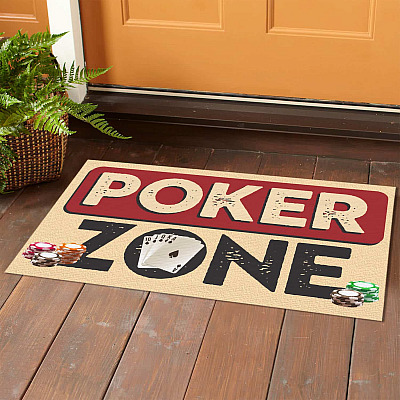 Alternative view of Zone Poker Sign Poker Room Decor Indoor Outdoor Decorative Doormat