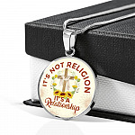 Jesus It's Not a Religion It's a Relationship Christian Cross Circle Pendant Necklace - Bangle