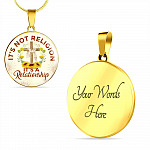 Jesus It's Not a Religion It's a Relationship Christian Cross Circle Pendant Necklace - Bangle
