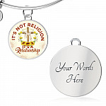 Jesus It's Not a Religion It's a Relationship Christian Cross Circle Pendant Necklace - Bangle