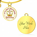 Jesus It's Not a Religion It's a Relationship Christian Cross Circle Pendant Necklace - Bangle