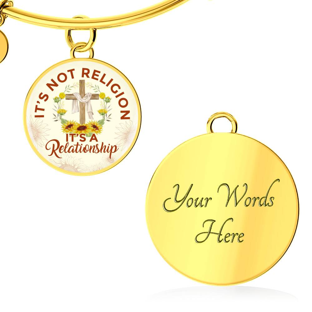 Jesus It's Not a Religion It's a Relationship Christian Cross Circle Pendant Necklace - Bangle