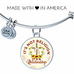 Jesus It's Not a Religion It's a Relationship Christian Cross Circle Pendant Necklace - Bangle