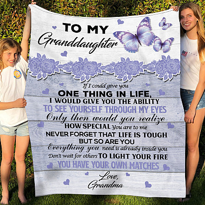 From Grandma to My Granddaughter If I Could Give You One Thing In Life Butterfly Fleece - Mink Sherpa