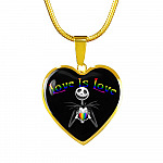 LGBT Pride Love Is Love Rainbow Jack Skellington Heart Pendant Necklace - Love Pride Heart Necklace LGBT Pride Love Is Love Rainbow Jack Skellington Heart Pendant Necklace - Love Pride Heart Necklace