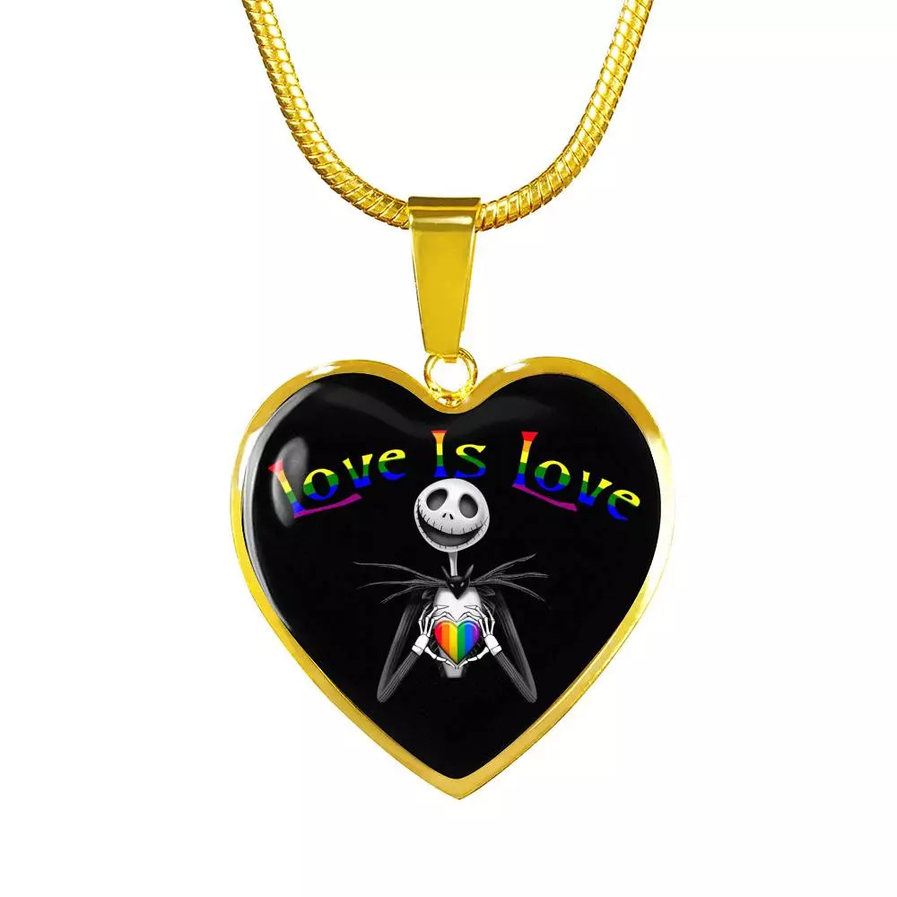 LGBT Pride Love Is Love Rainbow Jack Skellington Heart Pendant Necklace - Love Pride Heart Necklace LGBT Pride Love Is Love Rainbow Jack Skellington Heart Pendant Necklace - Love Pride Heart Necklace