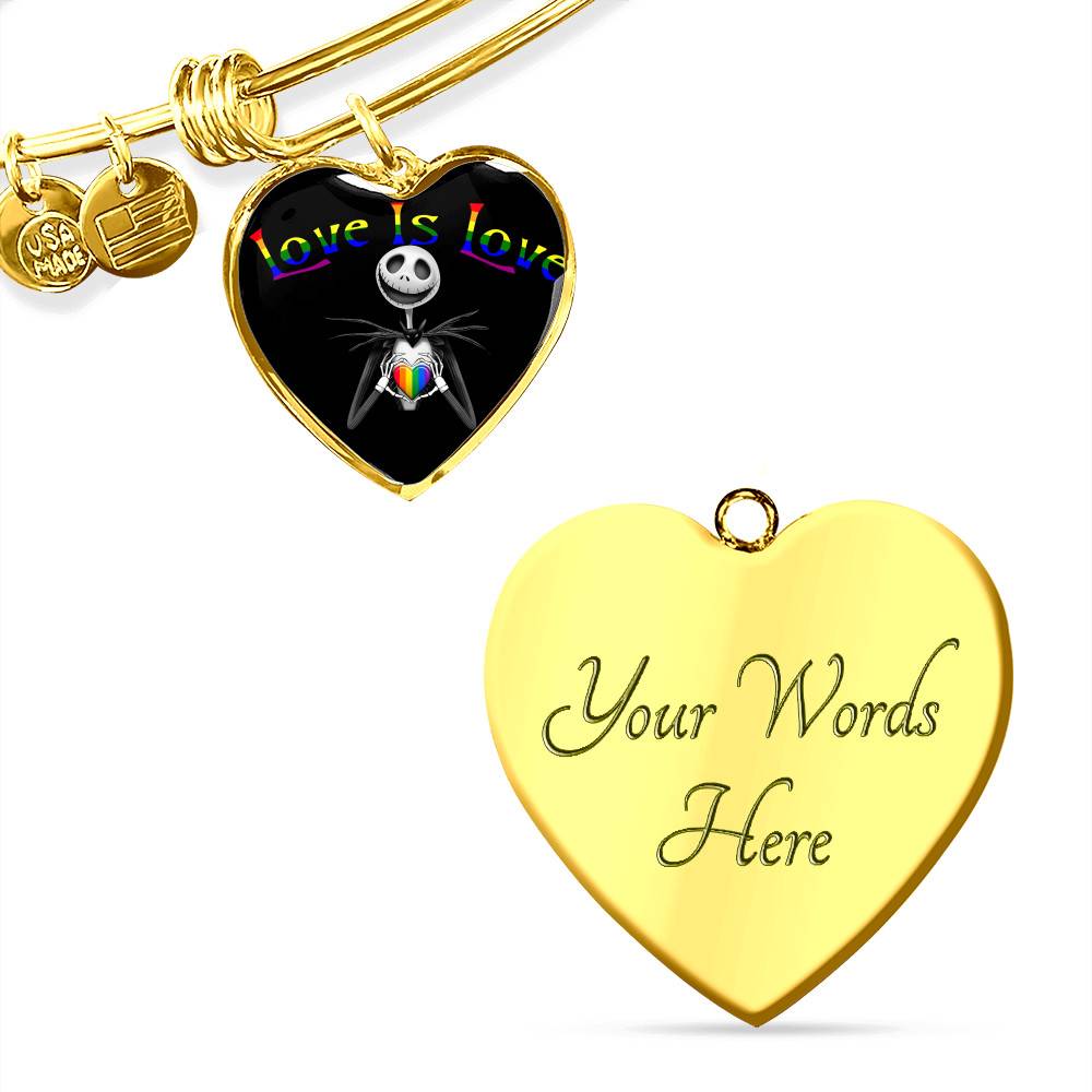 LGBT Pride Love Is Love Rainbow Jack Skellington Heart Pendant Necklace - Love Pride Heart Necklace LGBT Pride Love Is Love Rainbow Jack Skellington Heart Pendant Necklace - Love Pride Heart Necklace