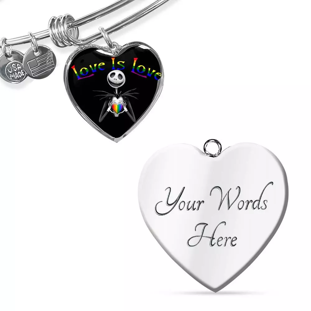 LGBT Pride Love Is Love Rainbow Jack Skellington Heart Pendant Necklace - Love Pride Heart Necklace LGBT Pride Love Is Love Rainbow Jack Skellington Heart Pendant Necklace - Love Pride Heart Necklace