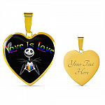 LGBT Pride Love Is Love Rainbow Jack Skellington Heart Pendant Necklace - Love Pride Heart Necklace LGBT Pride Love Is Love Rainbow Jack Skellington Heart Pendant Necklace - Love Pride Heart Necklace
