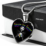 LGBT Pride Love Is Love Rainbow Jack Skellington Heart Pendant Necklace - Love Pride Heart Necklace LGBT Pride Love Is Love Rainbow Jack Skellington Heart Pendant Necklace - Love Pride Heart Necklace