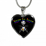 LGBT Pride Love Is Love Rainbow Jack Skellington Heart Pendant Necklace - Love Pride Heart Necklace LGBT Pride Love Is Love Rainbow Jack Skellington Heart Pendant Necklace - Love Pride Heart Necklace