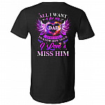 All I Want Is For My Dad In He Shirt, Black, V-Neck T-Shirt