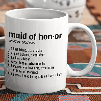 Maid Of Honor Ceramic Coffee Mug - Beer Stein - Water Bottle - Color Changing Mug