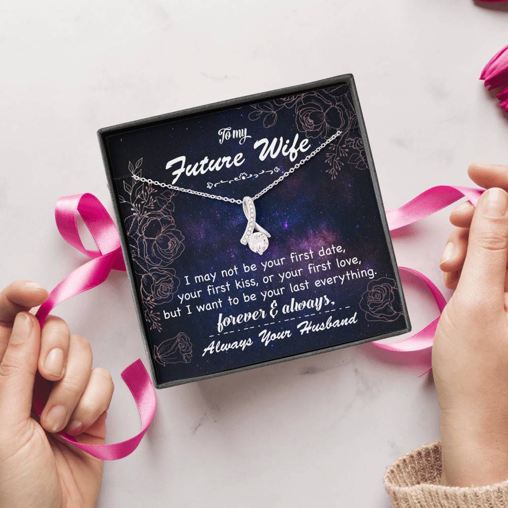 Personalized Saying To My Future Wife Soulmate I Not Be Your First Kiss Couple Whisper Alluring Beauty Necklace