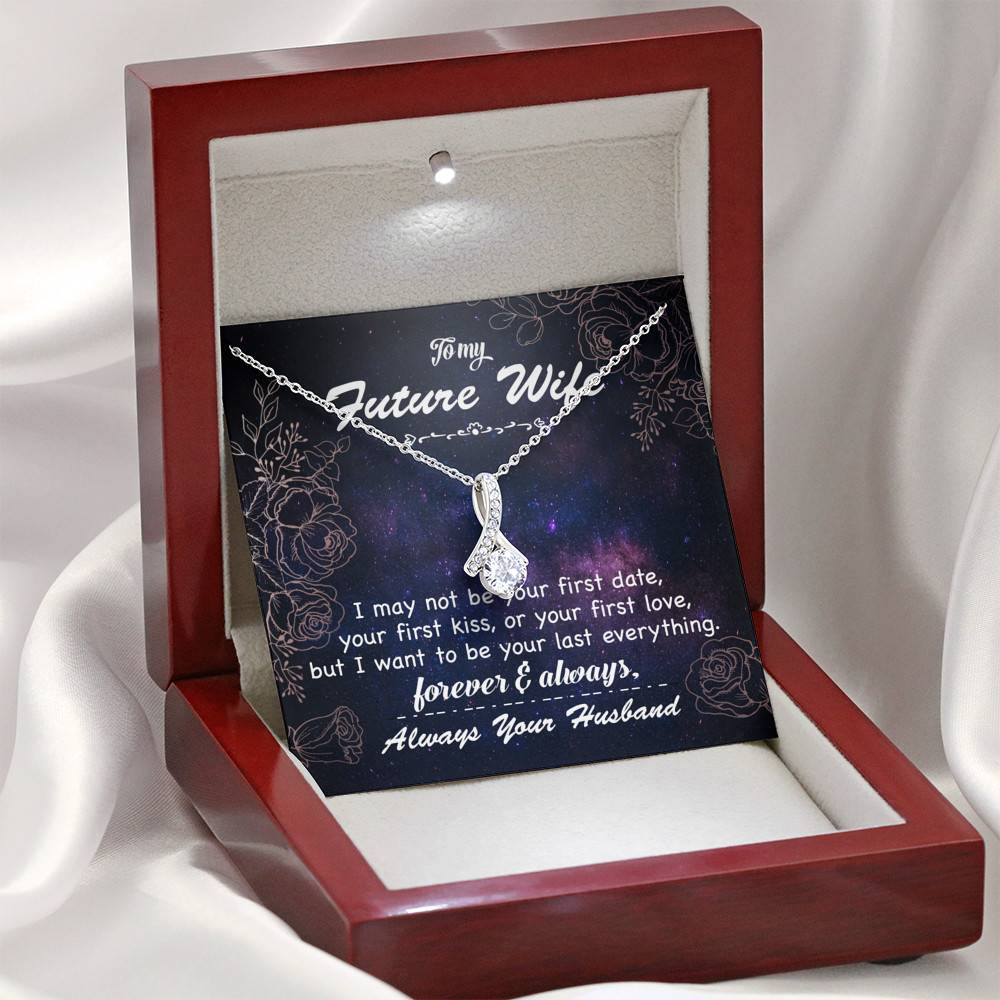 Personalized Saying To My Future Wife Soulmate I Not Be Your First Kiss Couple Whisper Alluring Beauty Necklace