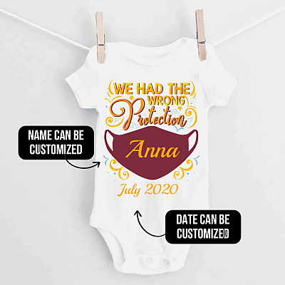 Alternative view of Personalized Name We Had the Wrong Protection Baby Onesie-Baby Infant Bodysuit-Funny Quarantined Baby Onesie