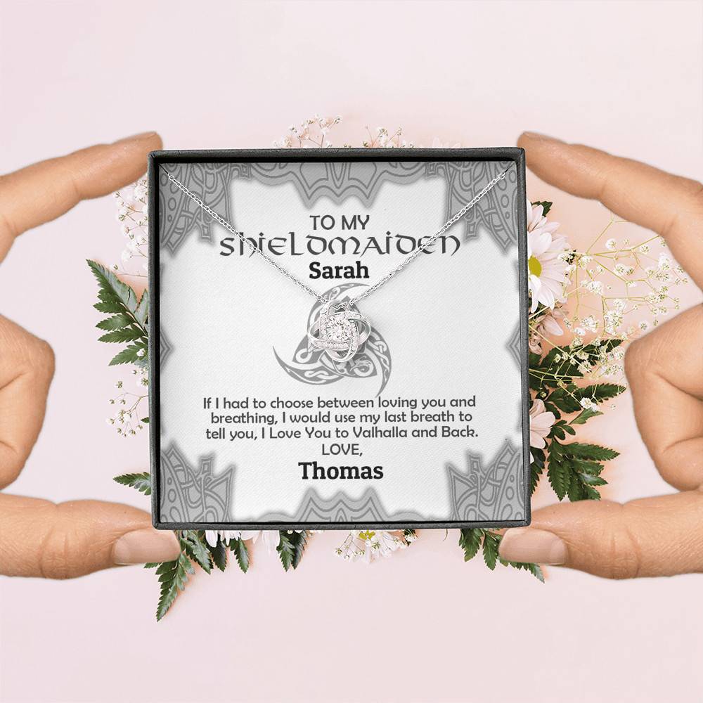 Personalized Name to My Shieldmaiden if I Had to Choose Between Loving You Love Knot Pendant Necklace Personalized Name to My Shieldmaiden if I Had to Choose Between Loving You Love Knot Pendant Necklace
