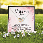 Personalized Name to My Future Wife I May Not Be Your First Date Interlocking Hearts Pendant Necklace