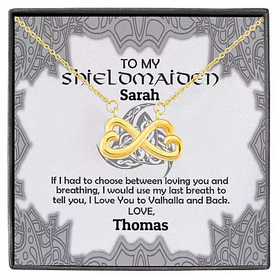 Personalized Name to My Shieldmaiden if I Had to Choose Between Loving You Infinity Pendant Necklace