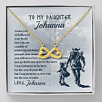 Personalized Name Viking to My Daughter from Dad I Want You to Believe Infinity Pendant Necklace - Infinity Heart Necklace (18K Yellow Gold)