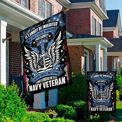 Alternative view of Navy Veterans American Garden Flag - Navy Veteran House Flag - Wall Flag