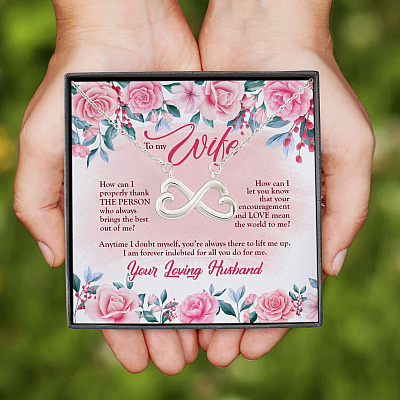 Alternative view of To My Wife How Can I Properly Thank The Person Who Always Brings The Best Out Of Me Infinity Heart Pendant Necklace