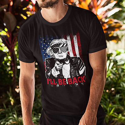 Alternative view of I'll Be Back Funny Trump 2024 T-Shirt - Trump Make American Great Again V-Neck Tee