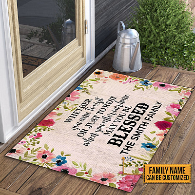 Alternative view of When You Enter Our Home May You Be Blessed Custom Family Name Entrance Indoor Outdoor Doormat
