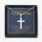 To My Grandson Someday When The Pages Of My Life End I Know That You Will Be One Cross Pendant Necklace - Artisan Crafted Cross Necklace