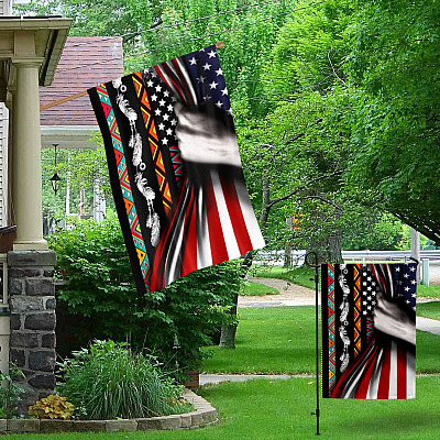 Alternative view of Native American Pride Decorative Garden Flag - Indoor Outdoor Flag - House Flag
