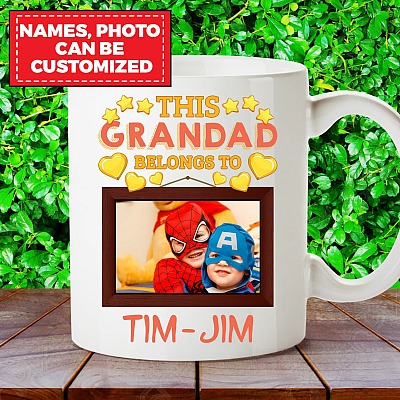 Alternative view of Personalized Photo Granddad Mug - This Grandad Belongs to Ceramic Coffee Mug - Beer Stein - Water Bottle
