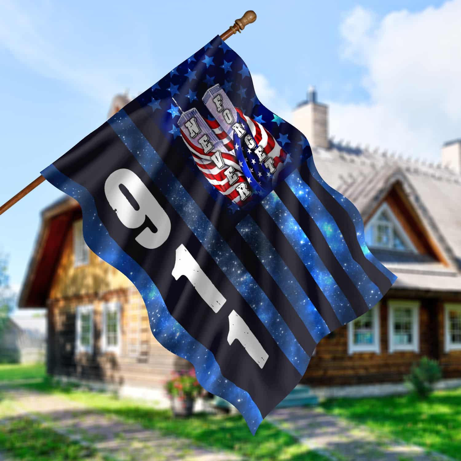 4KT. 911 Never Forget 30x40-Side 1 House Flag Mockup 5