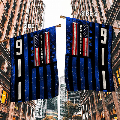 Alternative view of 911 Never Forget In Memory of Firefighter Police EMT American Liberty Statue Garden Flag - Wall House Flag