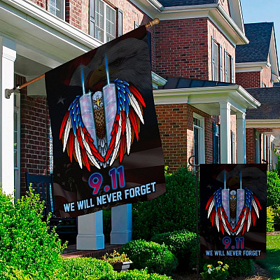 Alternative view of Flag of Honor 9 11 the Twin Towers We Will Never Forget Memorial Garden Flag - House Flag - Wall Flag
