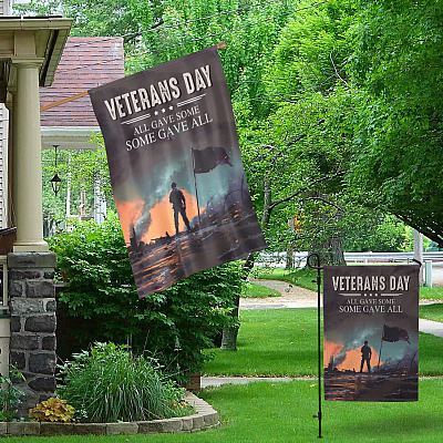 Alternative view of Veteran Day All Gave Some Some Gave All Garden Flag - House Flag - Veteran Flag - Veteran Day Flag