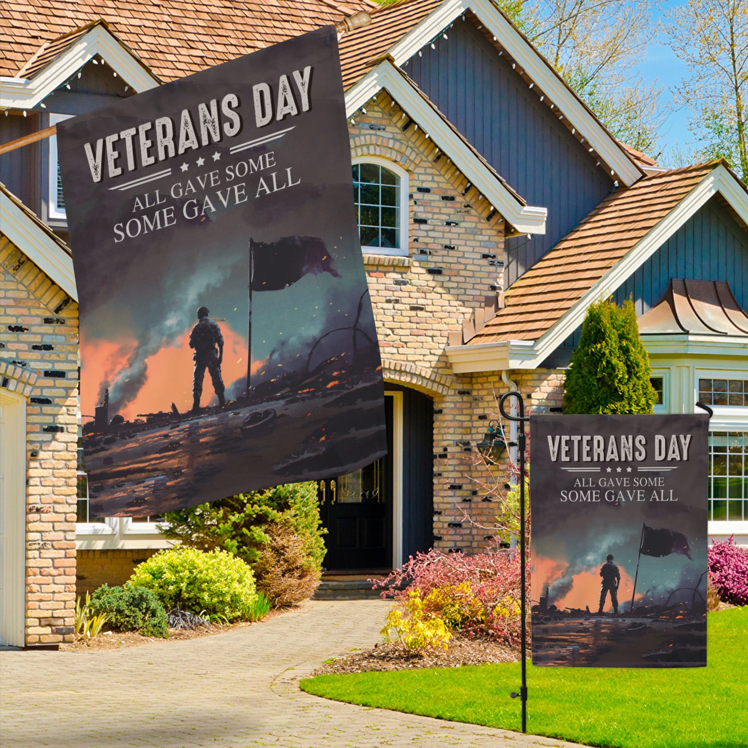 10MH. Veteran day Flag 30x40 Garden & House Mockup 3