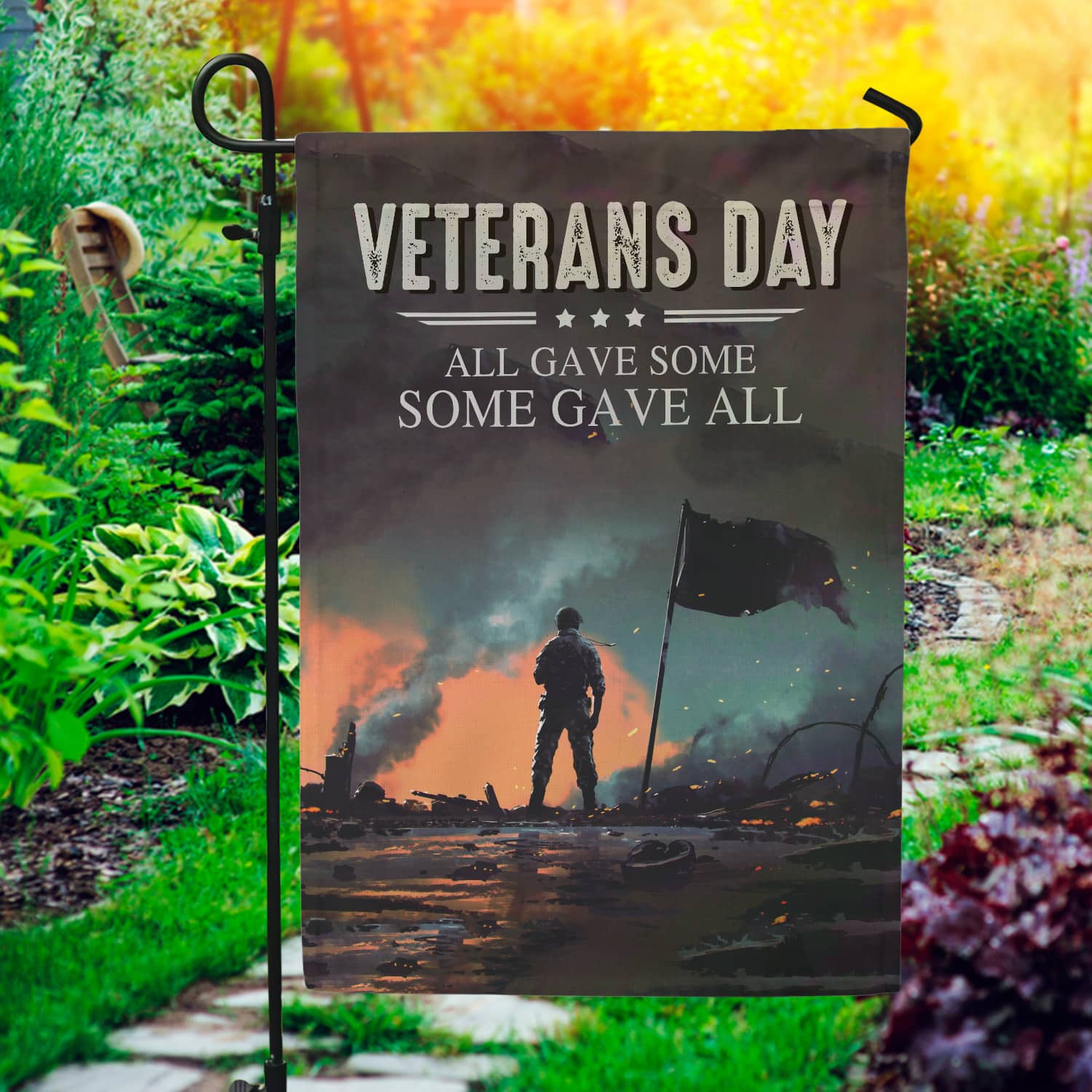10MH. Veteran day Flag 30x40 Garden Flag Mockup 1