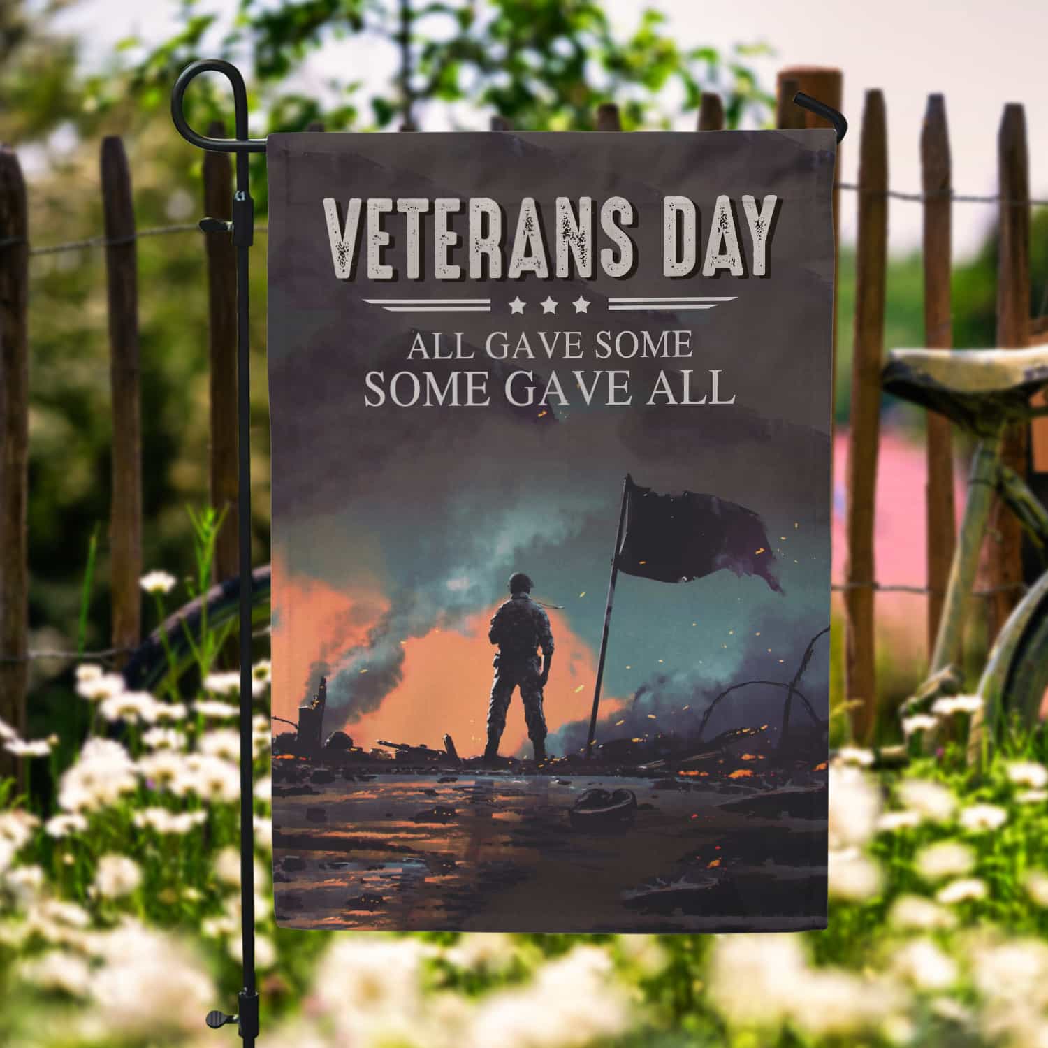 10MH. Veteran day Flag 30x40 Garden Flag Mockup 6