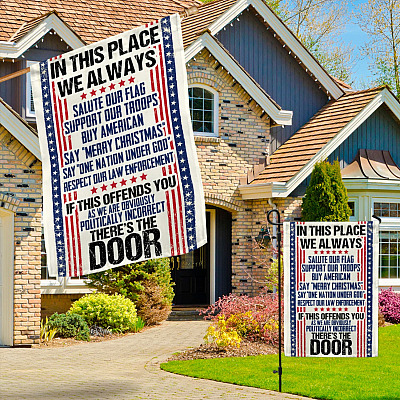 Alternative view of In This Place We Always Salute Our Flag Support Our Troops Decorative Garden Flag - House Flag