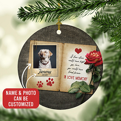 Alternative view of Personalized Photo if Love Alone Could Have Kept You Here You Would Have Lived Forever Memorial Pet Ornament