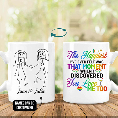 Alternative view of Personalized Name the Happiest I've Ever Felt Was That Moment LGBT  Mug - Beer Stein - Water Bottle - Color Changing Mug
