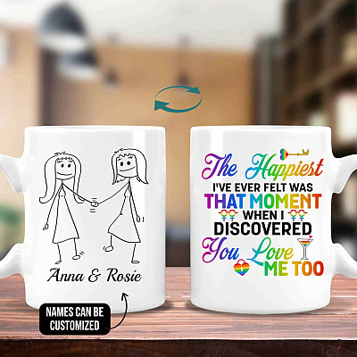 Personalized Name the Happiest I've Ever Felt Was That Moment LGBT  Mug - Beer Stein - Water Bottle - Color Changing Mug