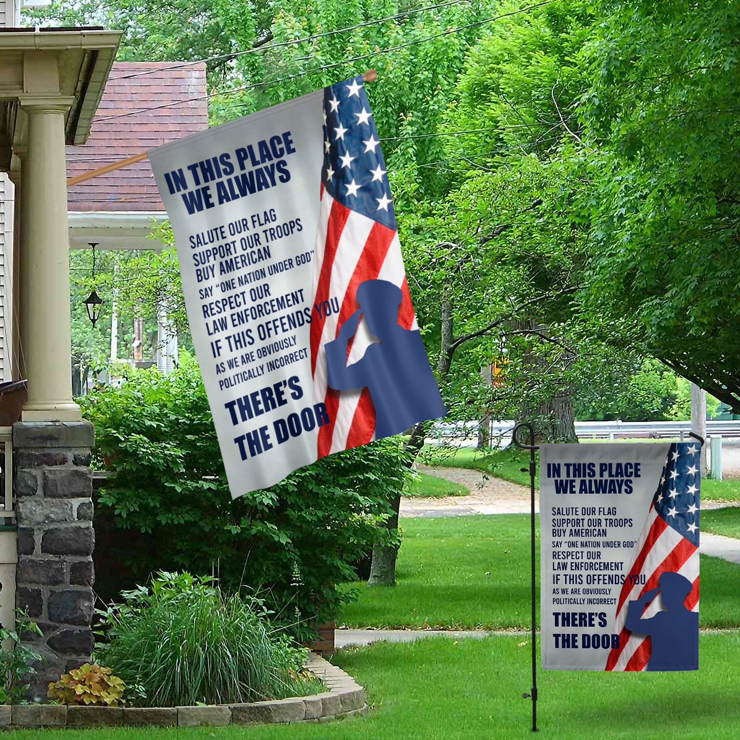 5KNG. Salute Our Flag 30x40 SIDE 1 Garden & House Mockup 1