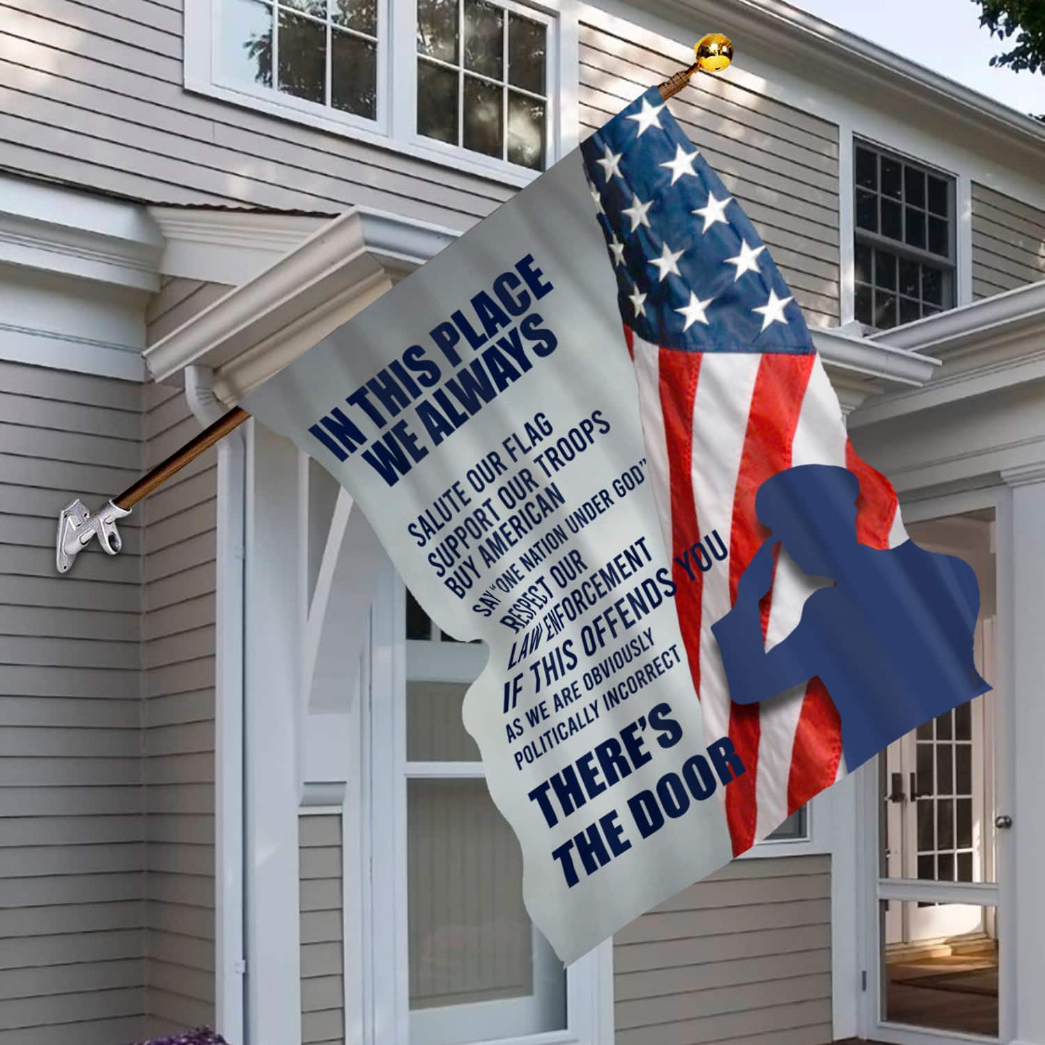 5KNG. Salute Our Flag 30x40 SIDE 1 House Flag Mockup 6