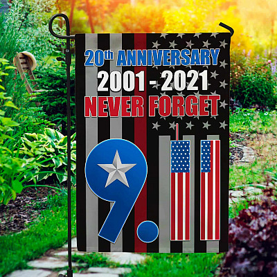 American Red Line Firefighter Garden Flag - We Will Never Forget 9/11 House Flag - 911 Patriot Day Wall Flag