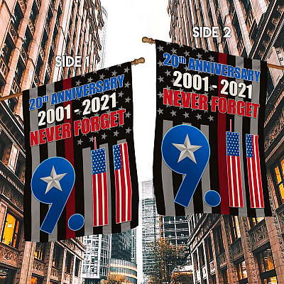 Alternative view of American Red Line Firefighter Garden Flag - We Will Never Forget 9/11 House Flag - 911 Patriot Day Wall Flag