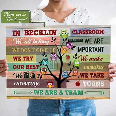 Personalized Teacher Classroom Sign in This Classroom We Are a Team Wrapped Framed Canvas Prints