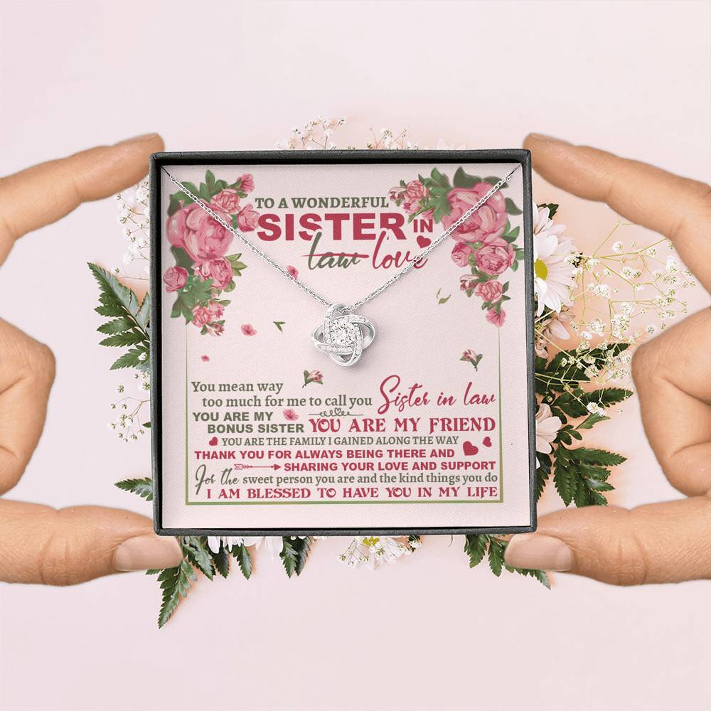 To A Wonderful Sister In Law I Am Blessed To Have You In My Life Love Knot Necklace - Sister In Law Gifts