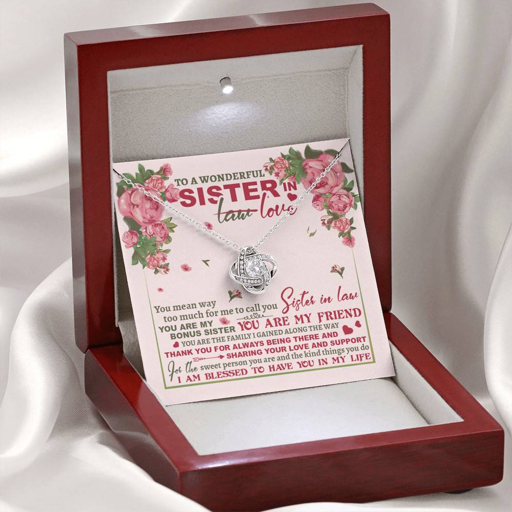 To A Wonderful Sister In Law I Am Blessed To Have You In My Life Love Knot Necklace - Sister In Law Gifts